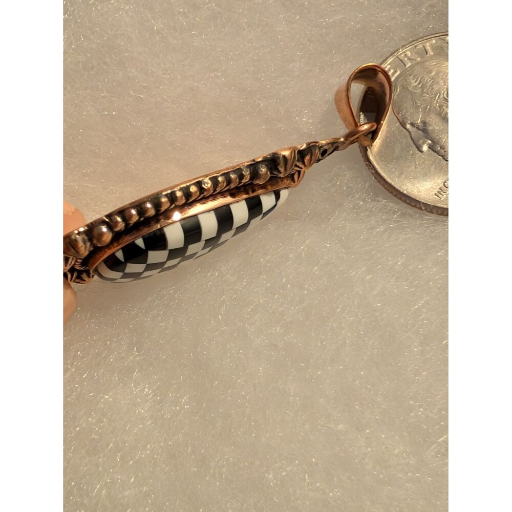 Large Copper And Checked Composite Pendant - Picture 4 of 4